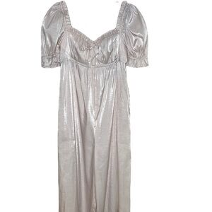Selkie Seashell Pale Pink Wide Leg Puffed Sleeve Jumpsuit Women Size M